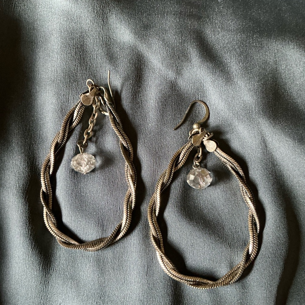 Elegant Silver Twisted Hoop Earrings